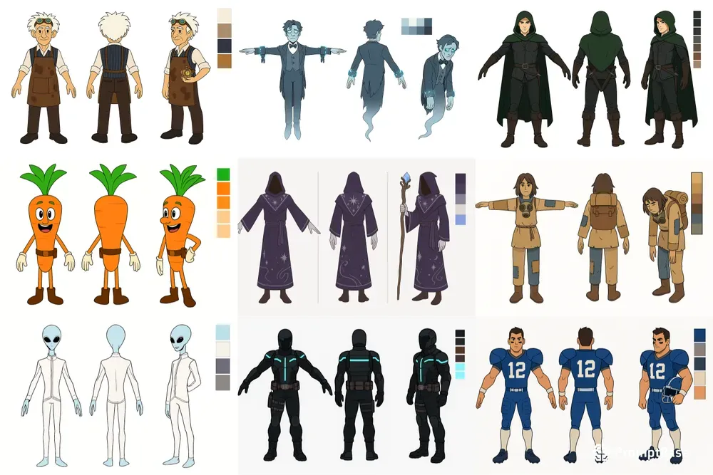 Pro Character Turnaround Sheets