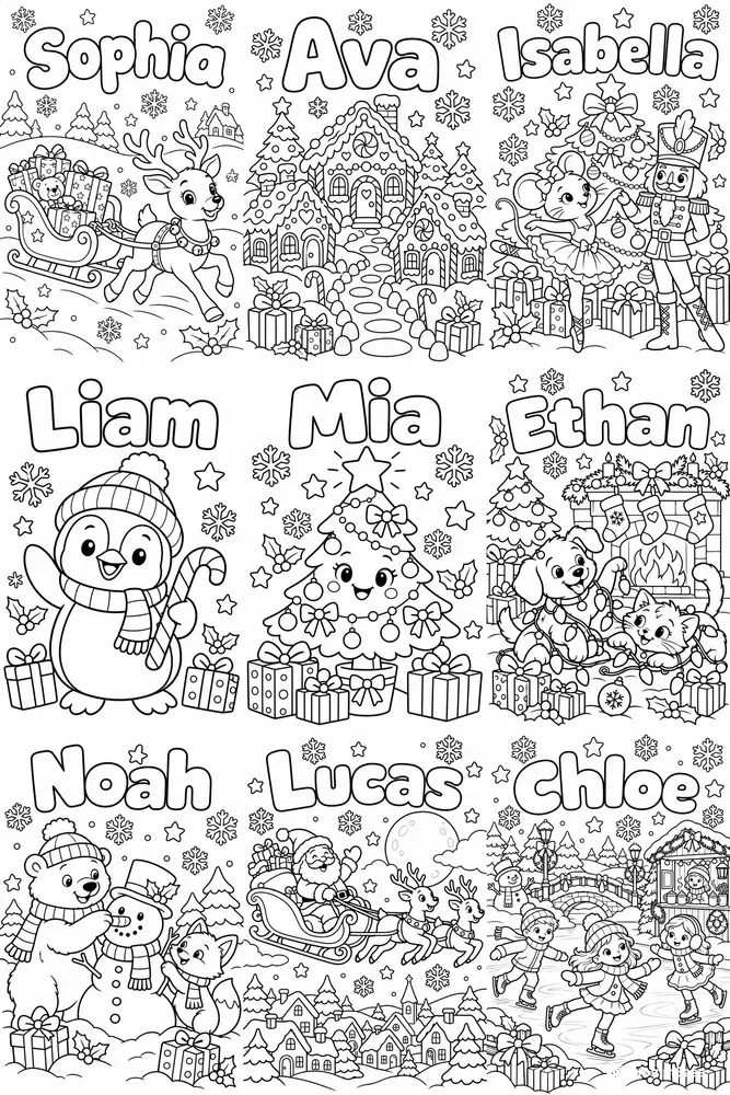 Christmas Name Coloring Pages For Kids