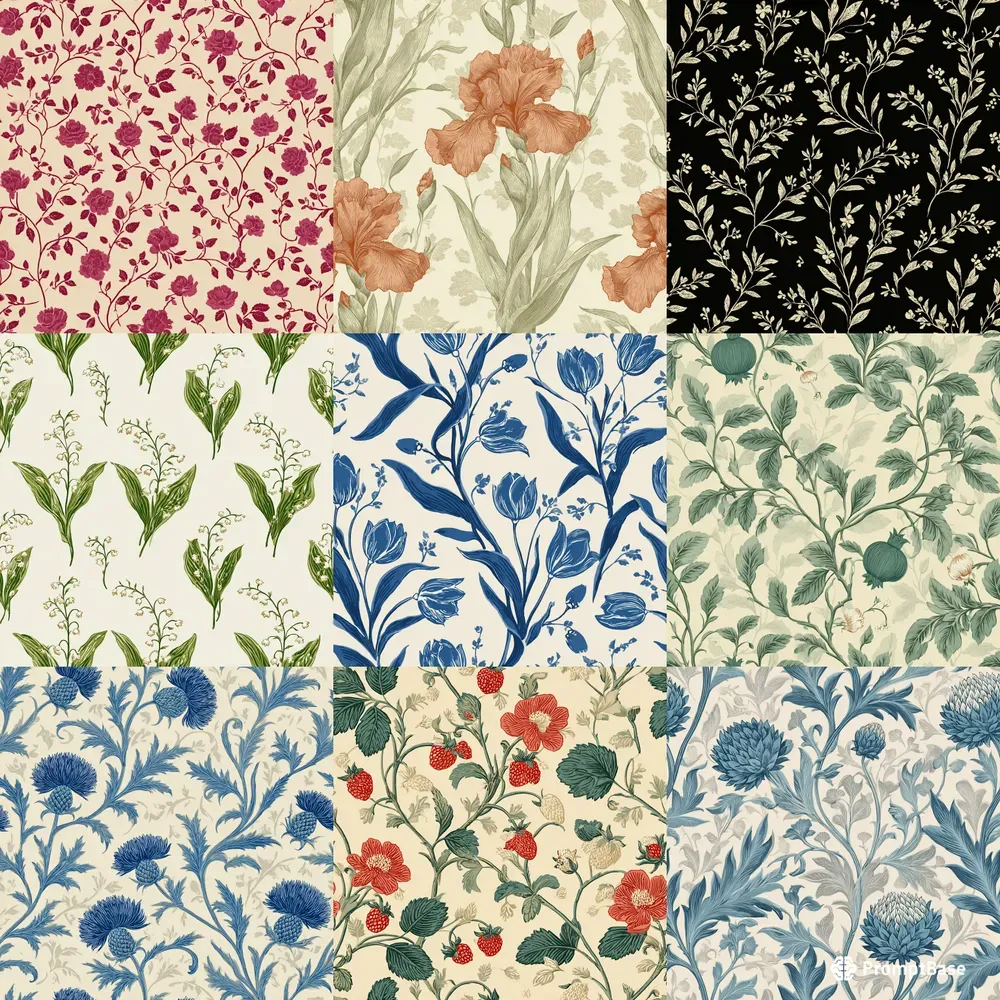 Elegant European Botanical Block Print Ps