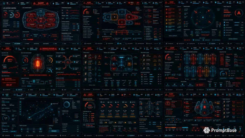 Scifi Spaceship Survival UI Generator