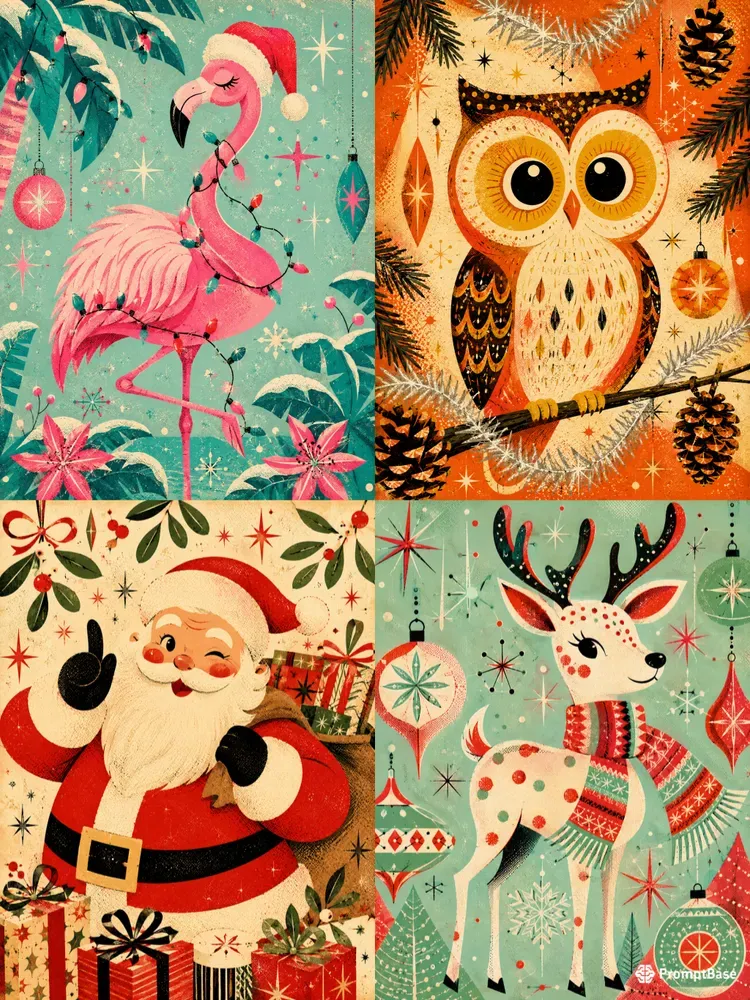 Retro 1950s Christmas Journal Cards