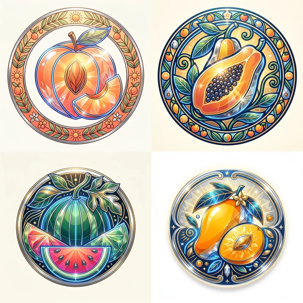 Neon Summer Fruit Emblems