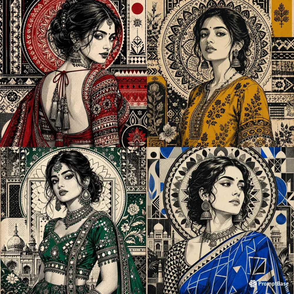 Retro Desi Pop Art Portraits