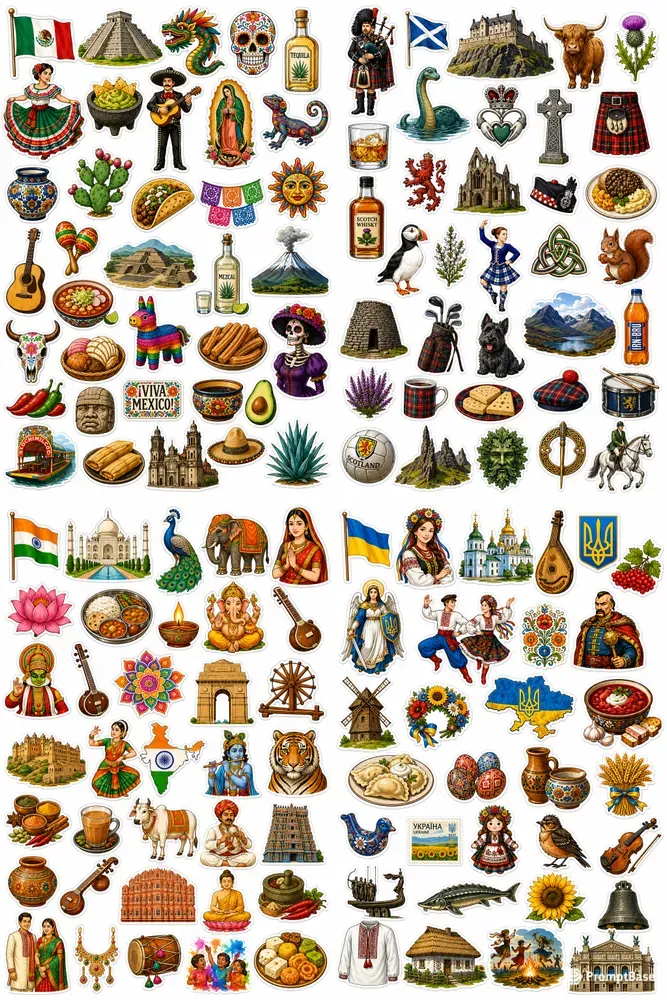 World Folklore Sticker Pack Generator