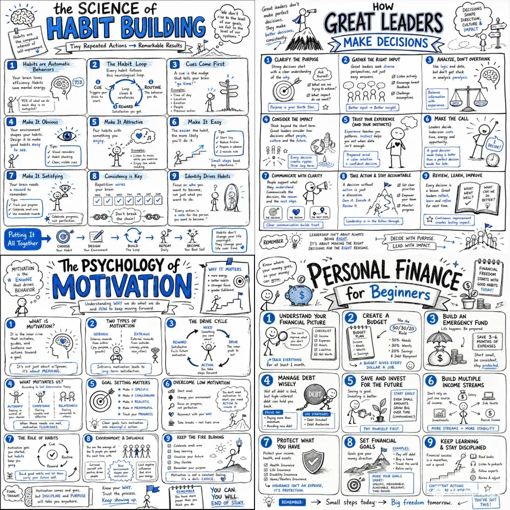 Handdrawn Sketchnote Learning Posters