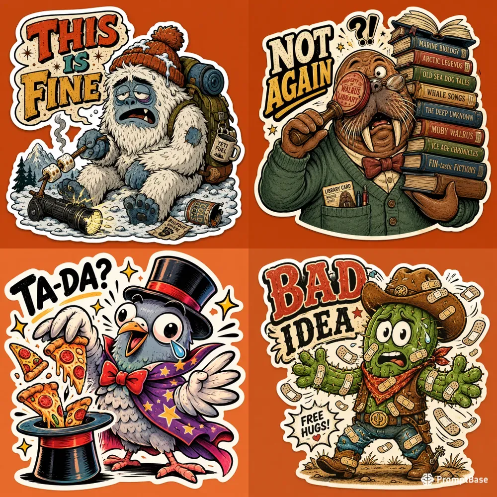 Retro Cartoon Sticker Packs