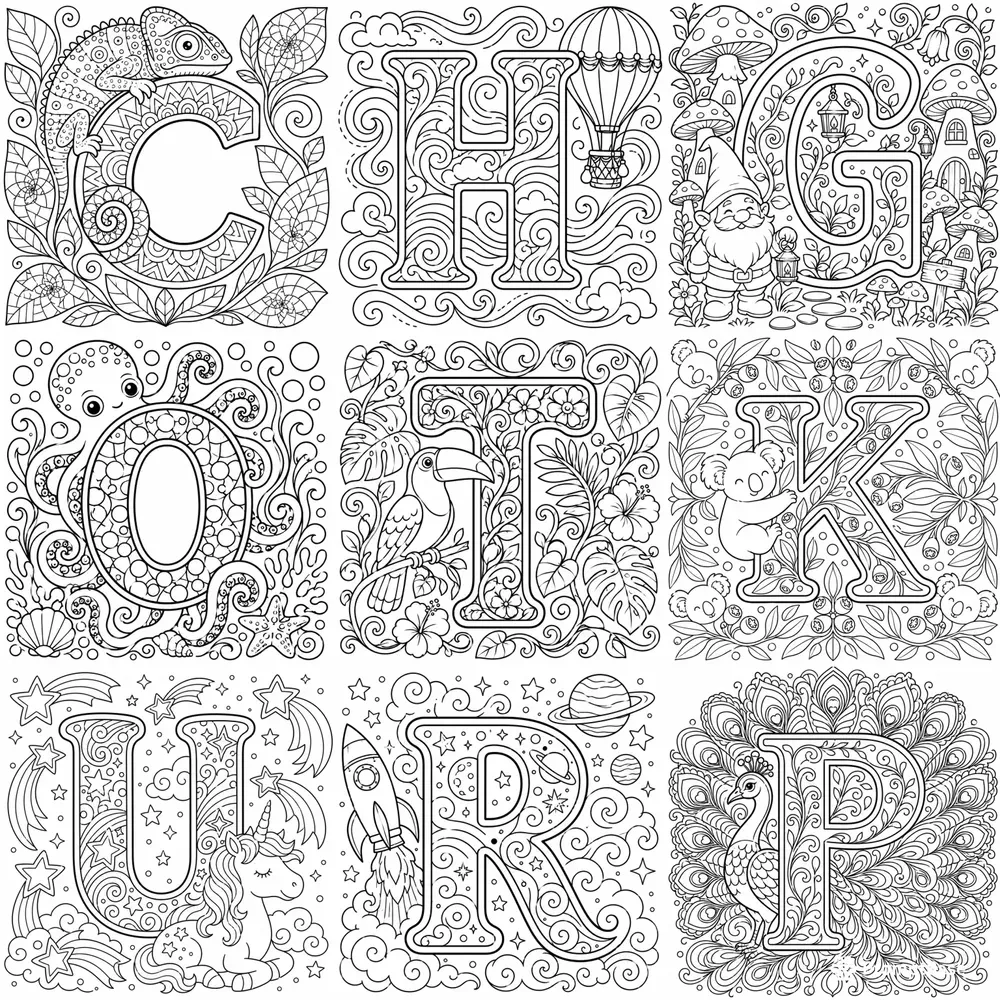 Alphabet Learning Coloring Pages