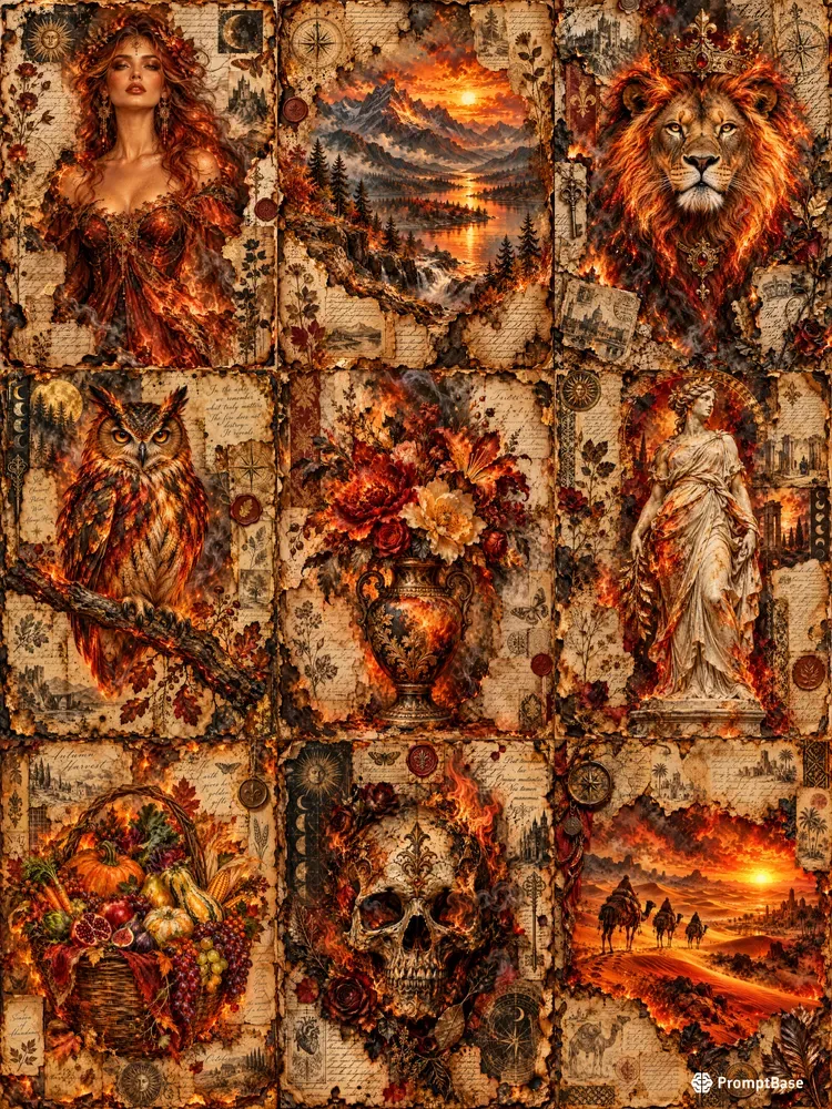 Fire Painting Junk Journal Artistic Pages