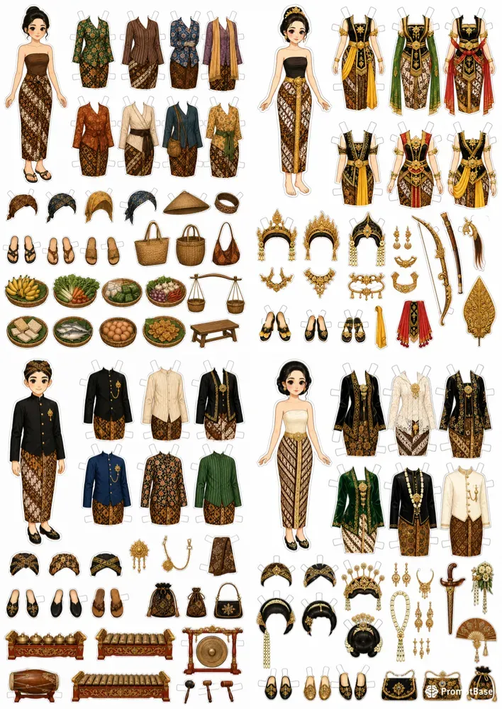 Javanese Dressup Paper Dolls