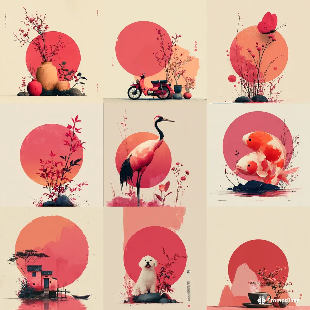 Ink Wash Minimal Asian Poster Art