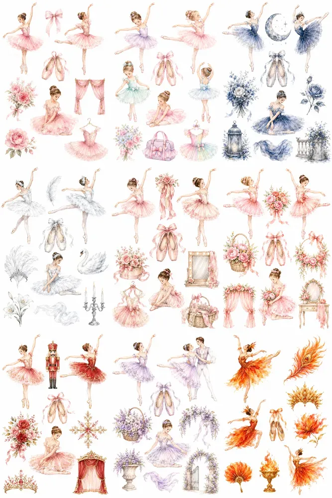 Watercolor Ballerina Clipart Sets