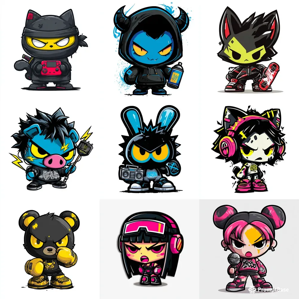 Kawaii Punk Mascot Vectors