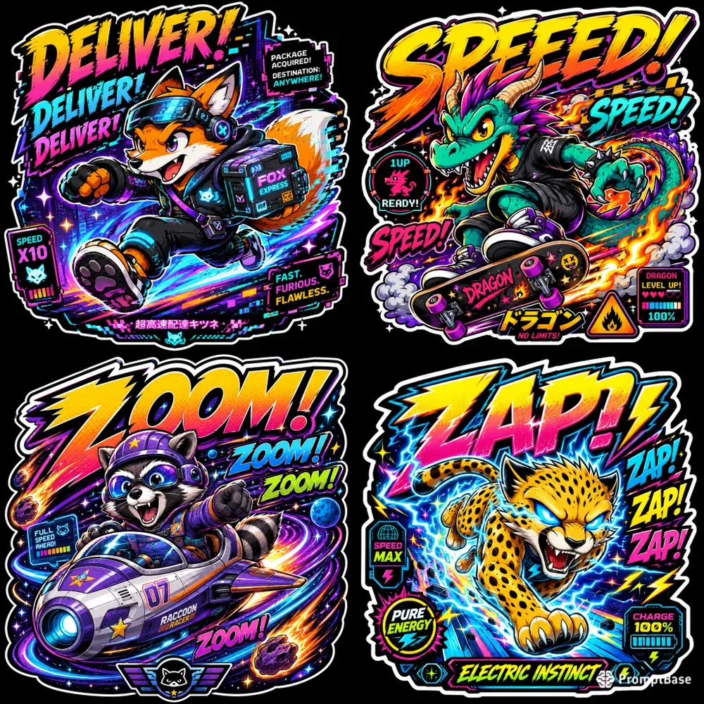 Retro Speed Mascot Stickers