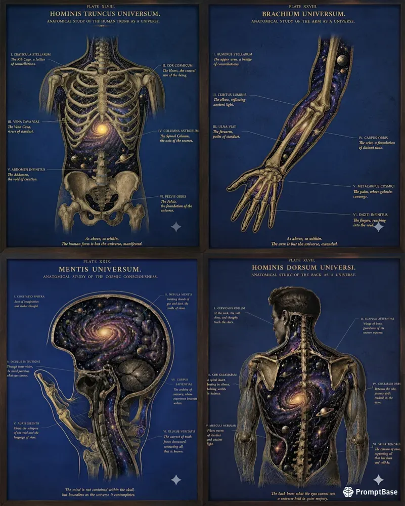 Cosmic Human Anatomy Vintage Art Bundles