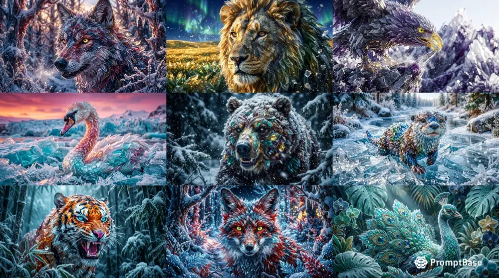 Frozen Crystal Photoreal Animals