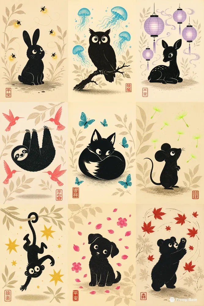 Retro Minimalist Animal Screen Prints
