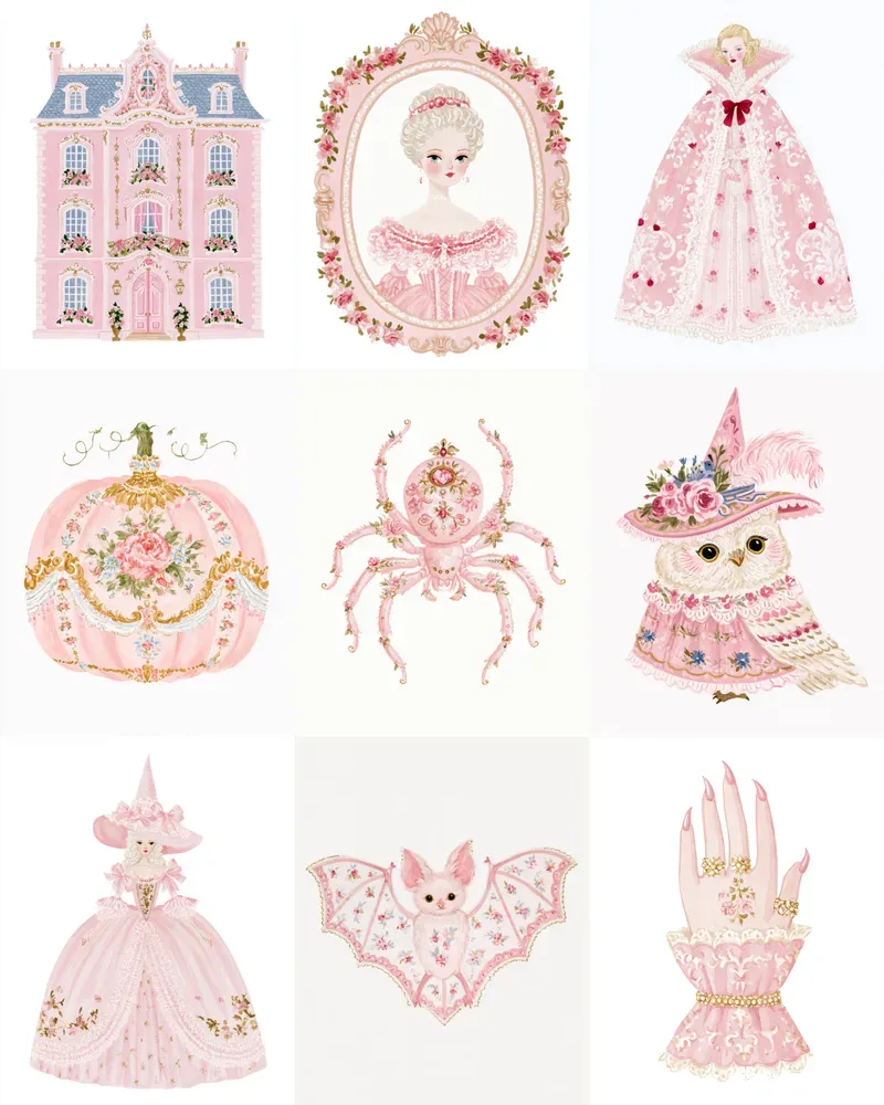 Pink Rococo Halloween Clipart Vol 2