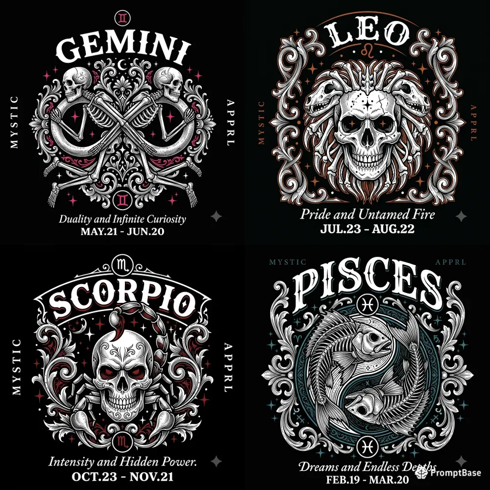 Vintage Occult Zodiac Sign Tshirts