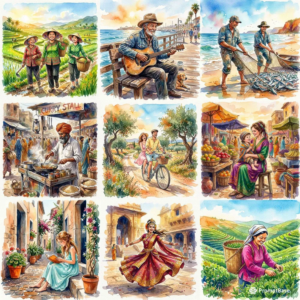 Vibrant Watercolor Travel Sketches