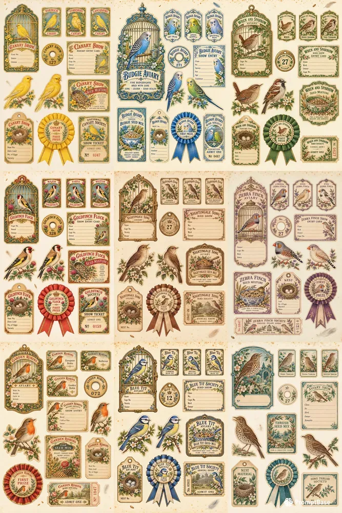 Songbird Aviary Ephemera Sheets