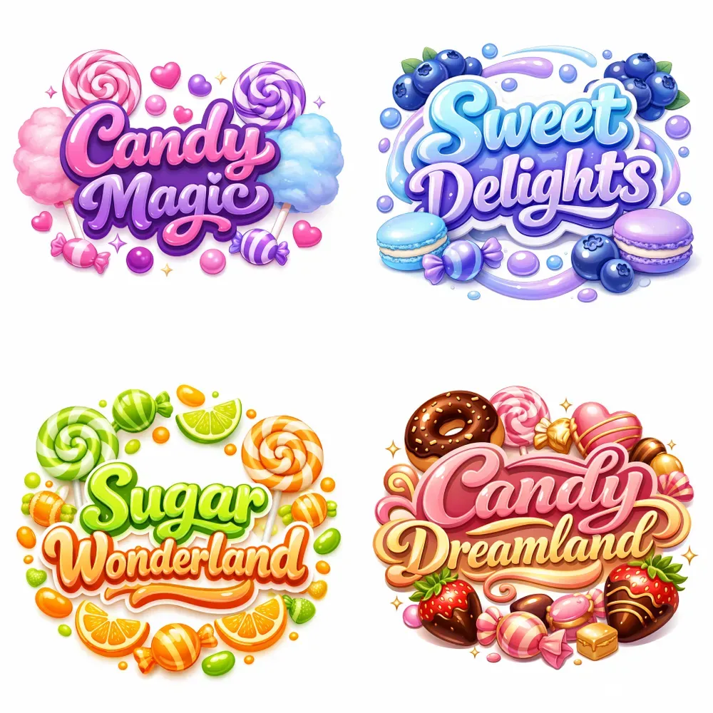 Candythemed Glossy Typography Logos
