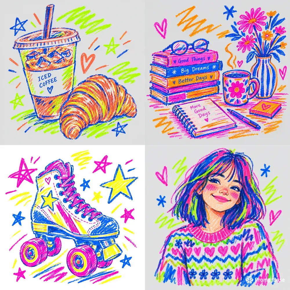 Neon Snail Mail Collage Cliparts