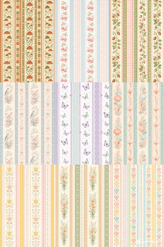 Cottagecore Stripe Seamless Patterns
