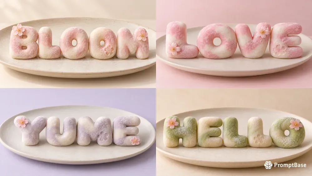 Japanese Cherry Blossom Mochi Typography
