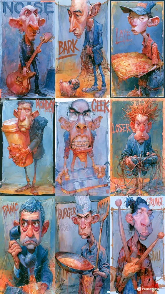 90s Grunge Caricature Comic Art