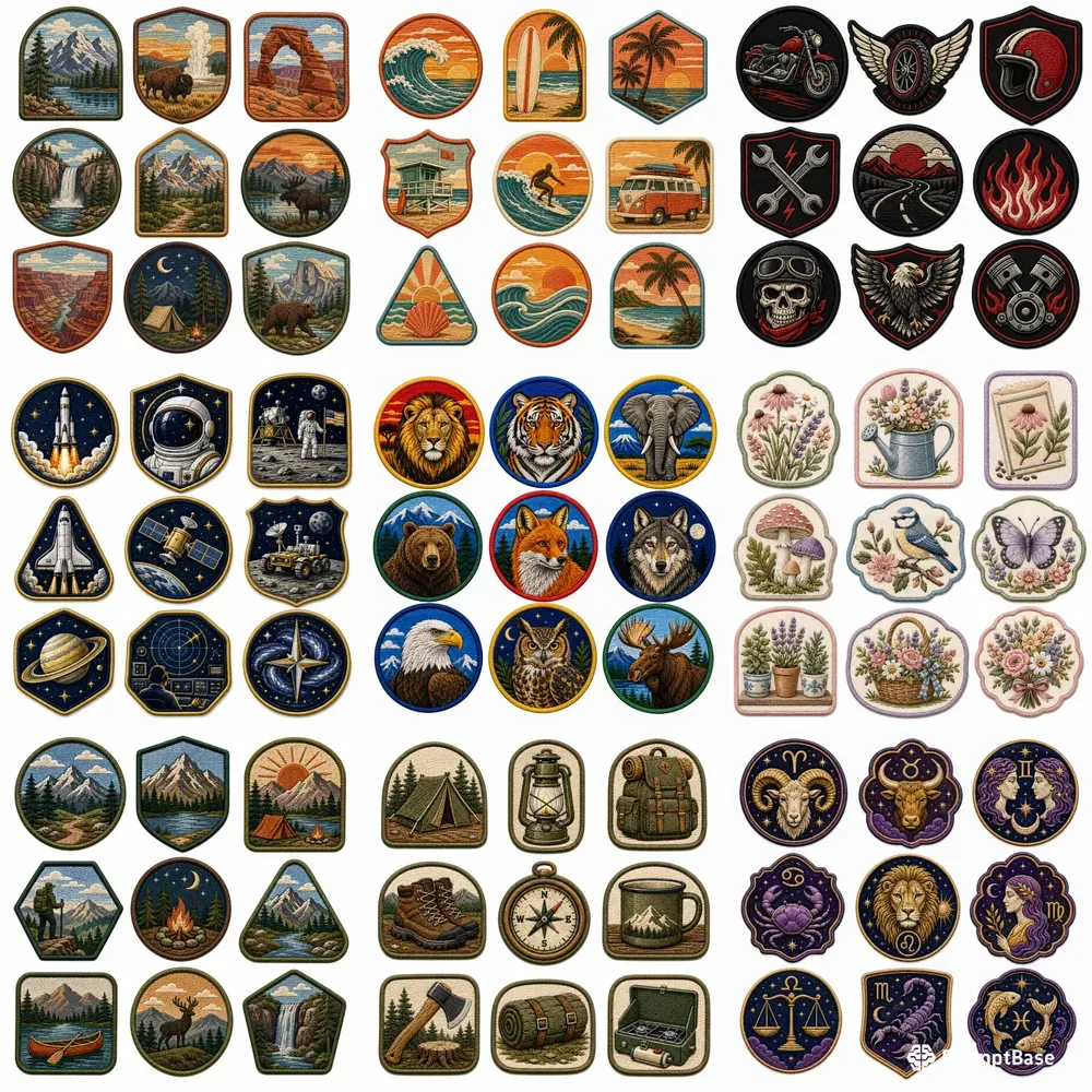 Retro Embroidered Patch Sets