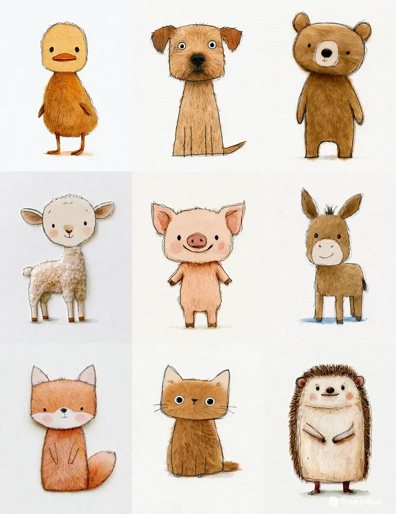 Whimsical Realistic Fur Animal Cliparts
