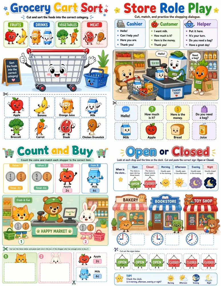 Kids Shopping Worksheets