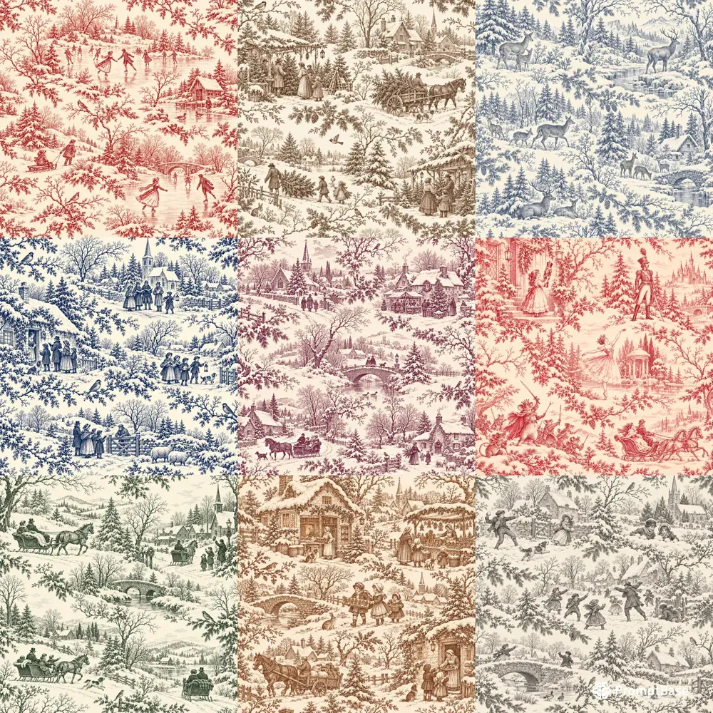 Christmas Toile Seamless Patterns