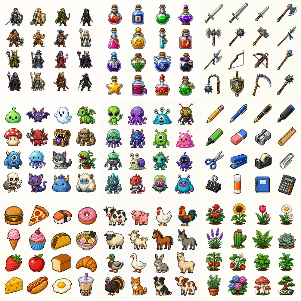 Pixel Art Sprite Sets Any Theme