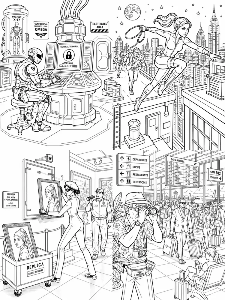 Secret Agent Missions Coloring Pages