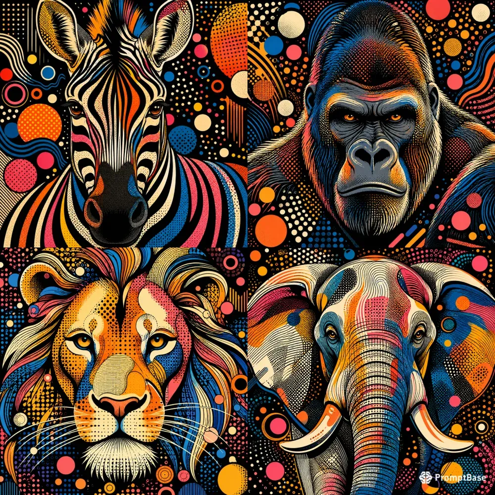 Bold Popart Animal Portraits