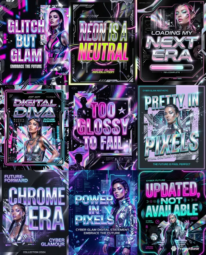 Cyber Glam Social Media Graphics