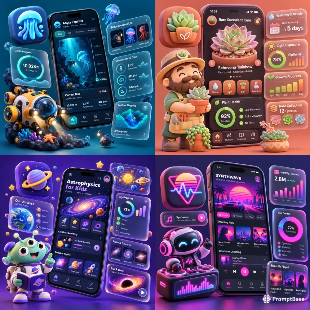 3D App UI Mockup Art