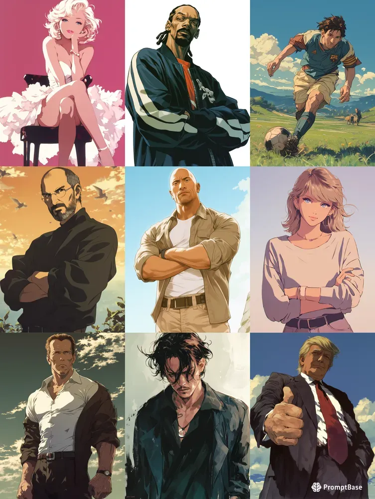 Anime Style Famous Person Portraits
