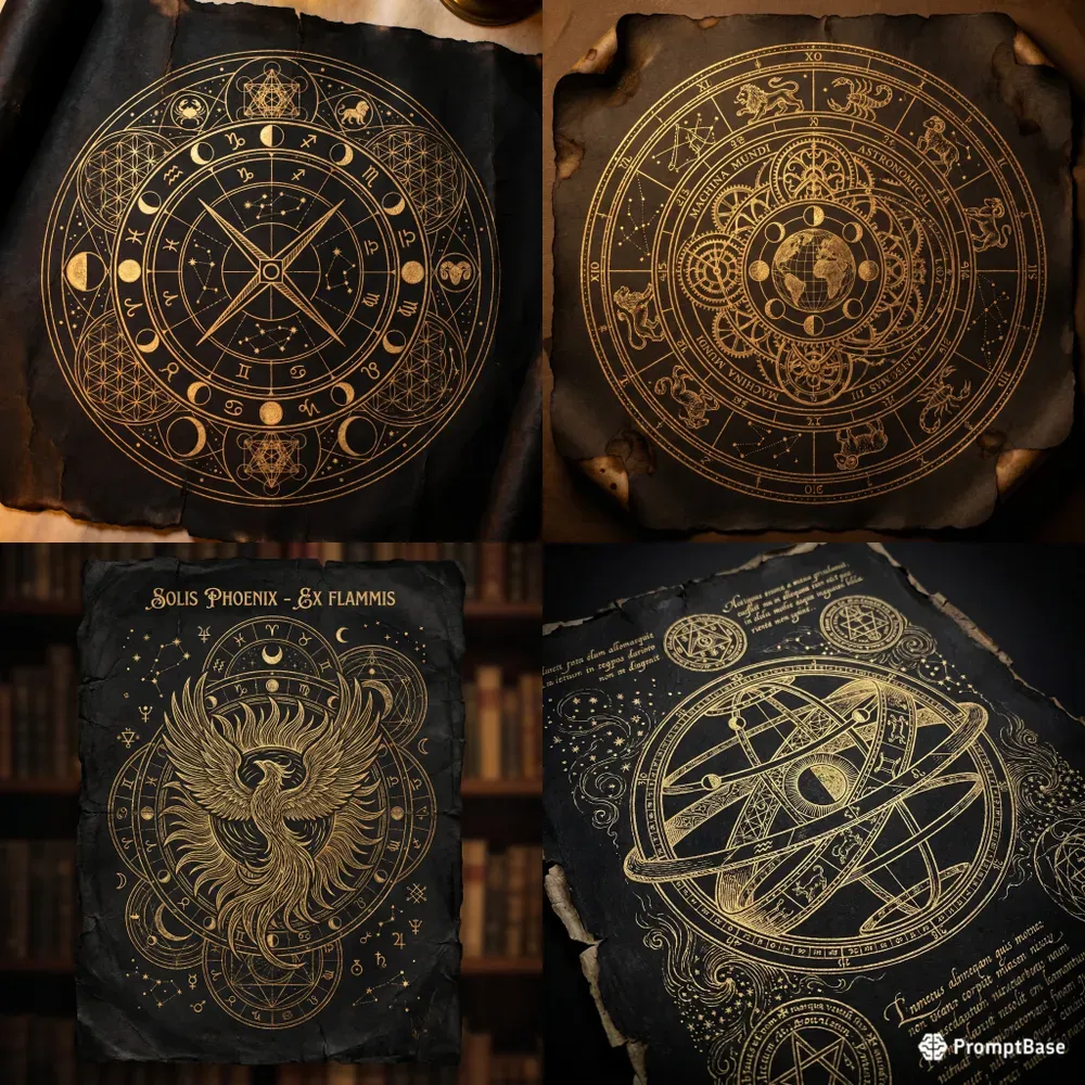 Golden Alchemical Manuscript Art