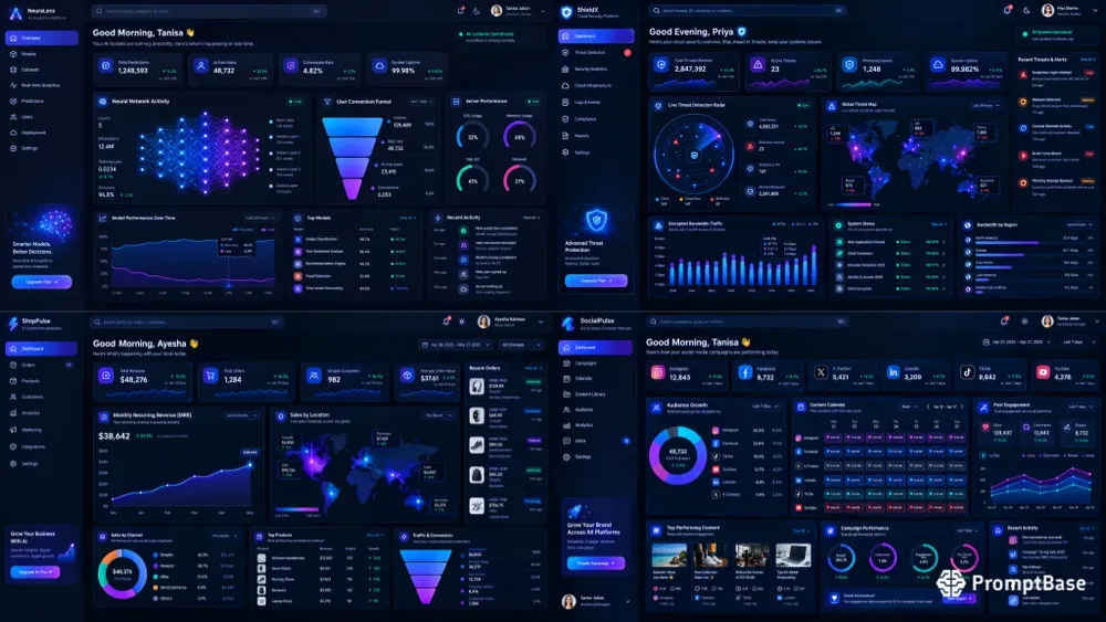 Modern Darkmode Saas Dashboard Data UIs