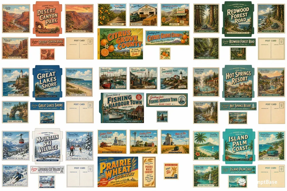 Souvenir Folder Postcard Sheets