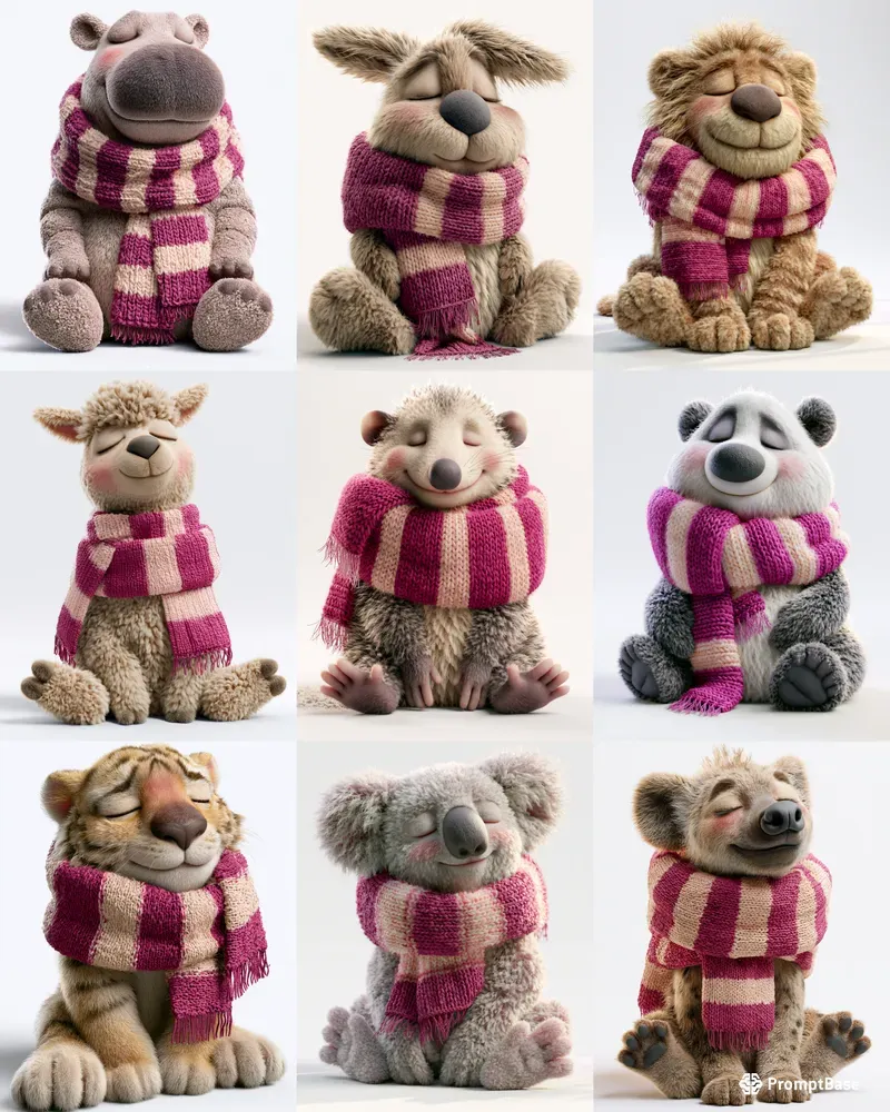 Cozy 3D Animal Scarves