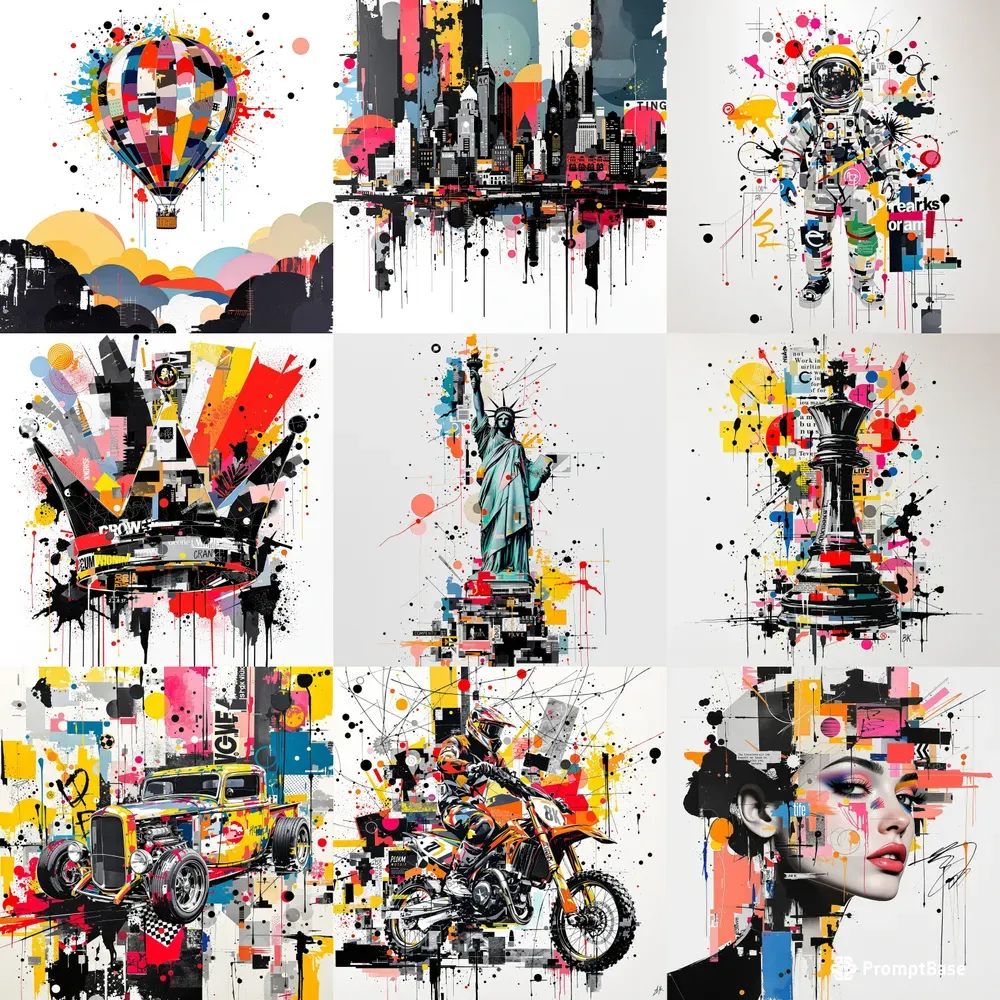 Abstract Poster Art Mixed Media Collages