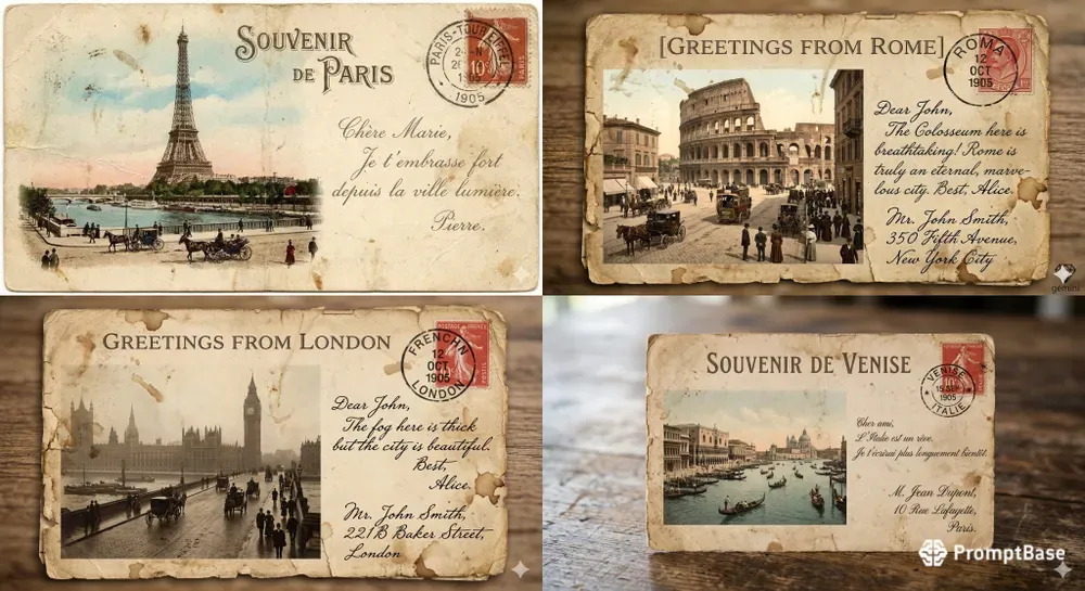 Customizable 1905 Vintage Postcards