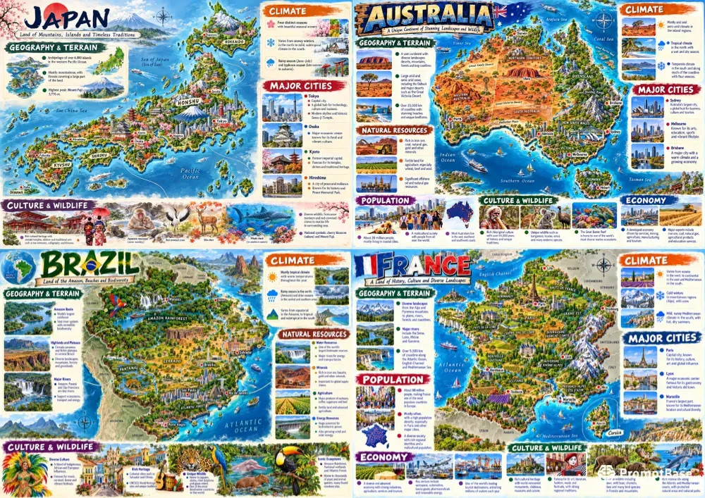 Isometric Educational Geography Atlases