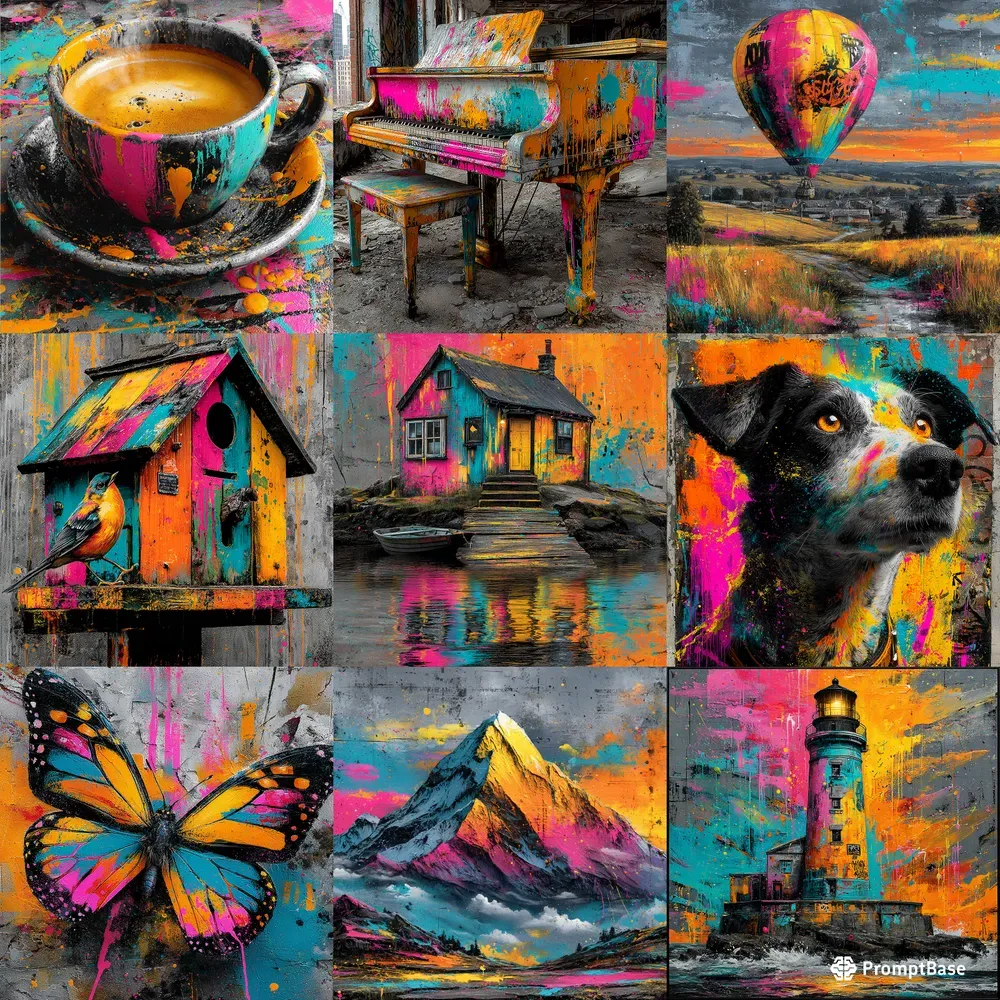 Photo Neon Paint Burst Graffiti