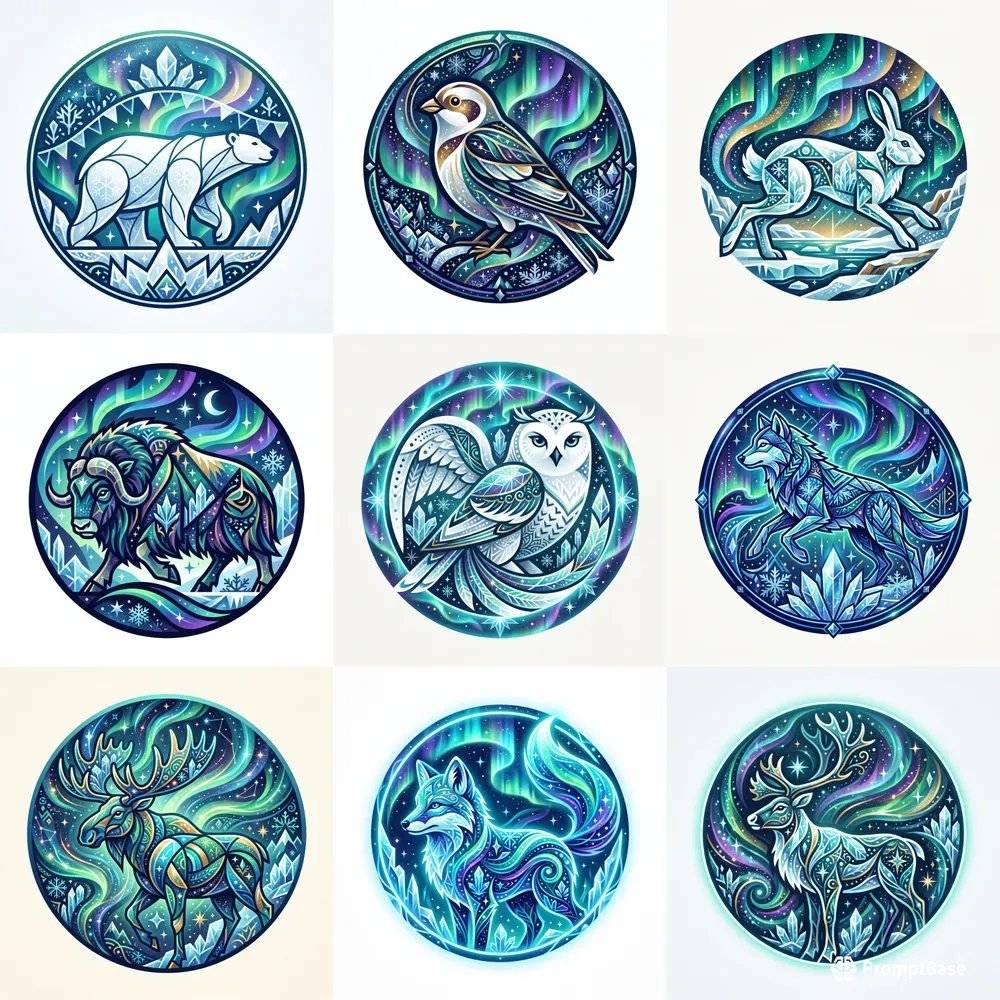 Modern Arctic Cosmic Creature Emblems