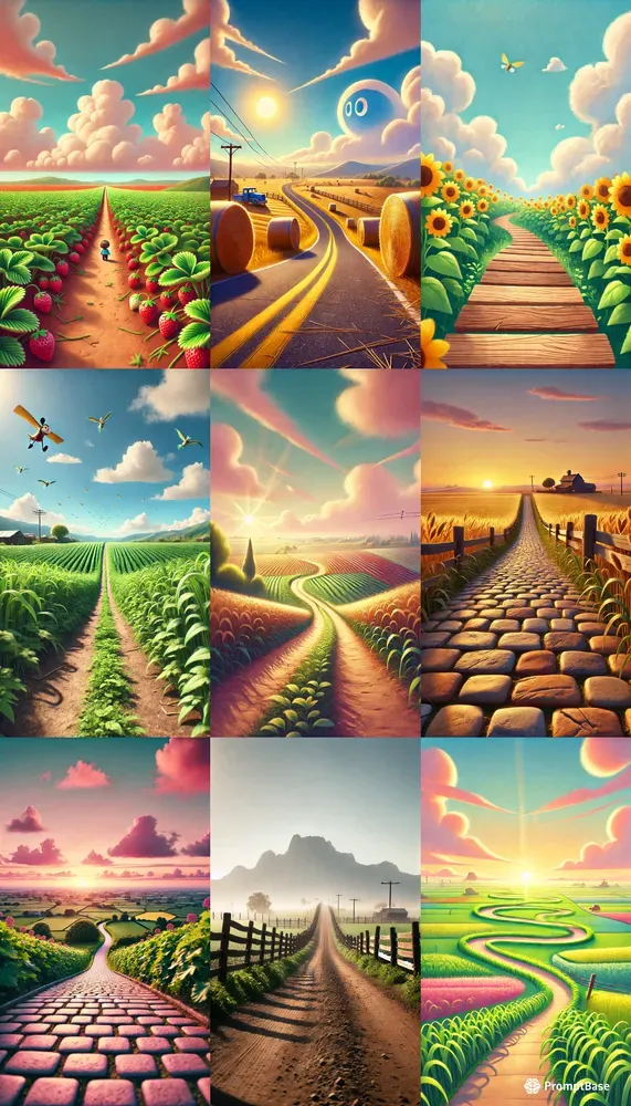 Pixarstyle Farmland Paths
