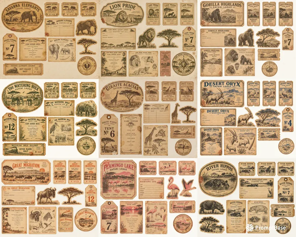 Safari Lodge Ephemera Sheets